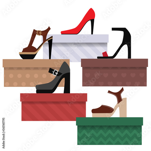 set of Shoe boxes with ladies shoes