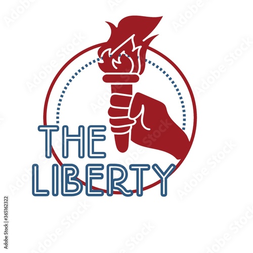 hand holding fire torch label