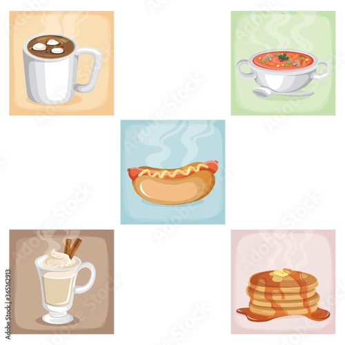 set of food items