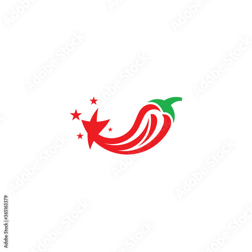 Logo template of chili and star. Simple flat style. Vector logo template ready for use.