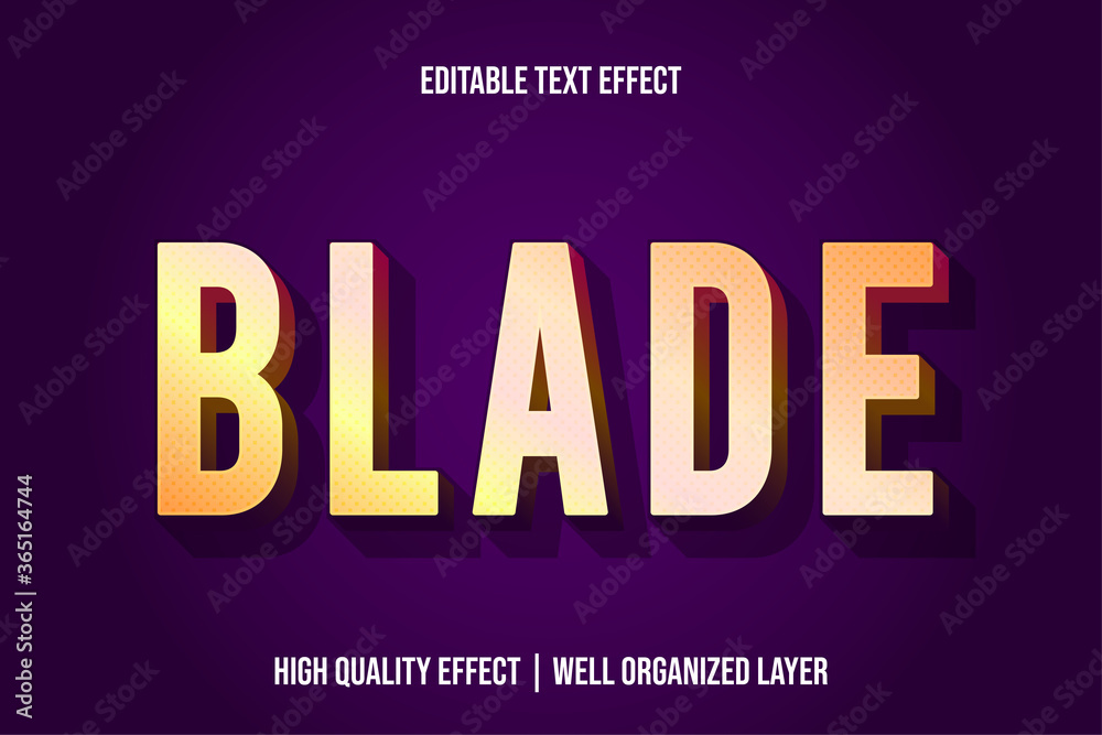 Blade, Golden 3d Text Effect Style Template