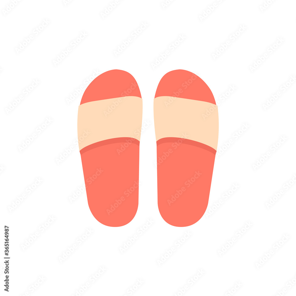 Flat Slippers, home Slippers icon, piece of cheese icon, vector illustration isolated on white background