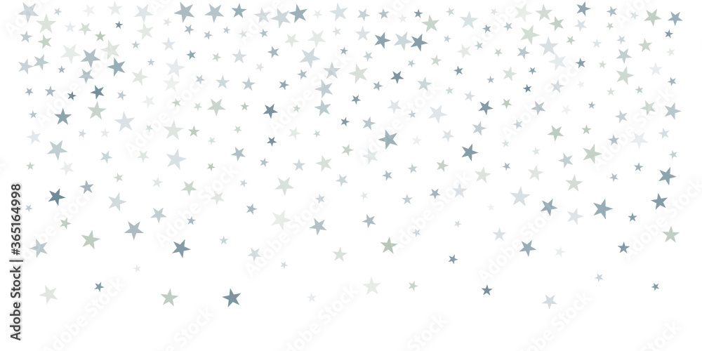 silver stars background, sparkling christmas lights confetti falling isolated on white. magic shining Flying stars glitter cosmic backdrop, sparkle vector border
