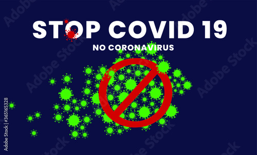 Stop Covid-19 Sign & Symbol, vector Illustration concept coronavirus COVID-19. virus wuhan from china, on dark background, let fight virus together. 