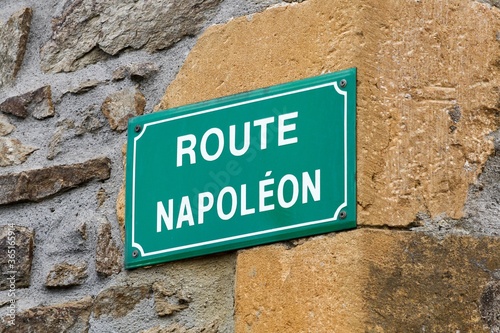 Canvas Print Signboard on a wall with route Napoleon in France