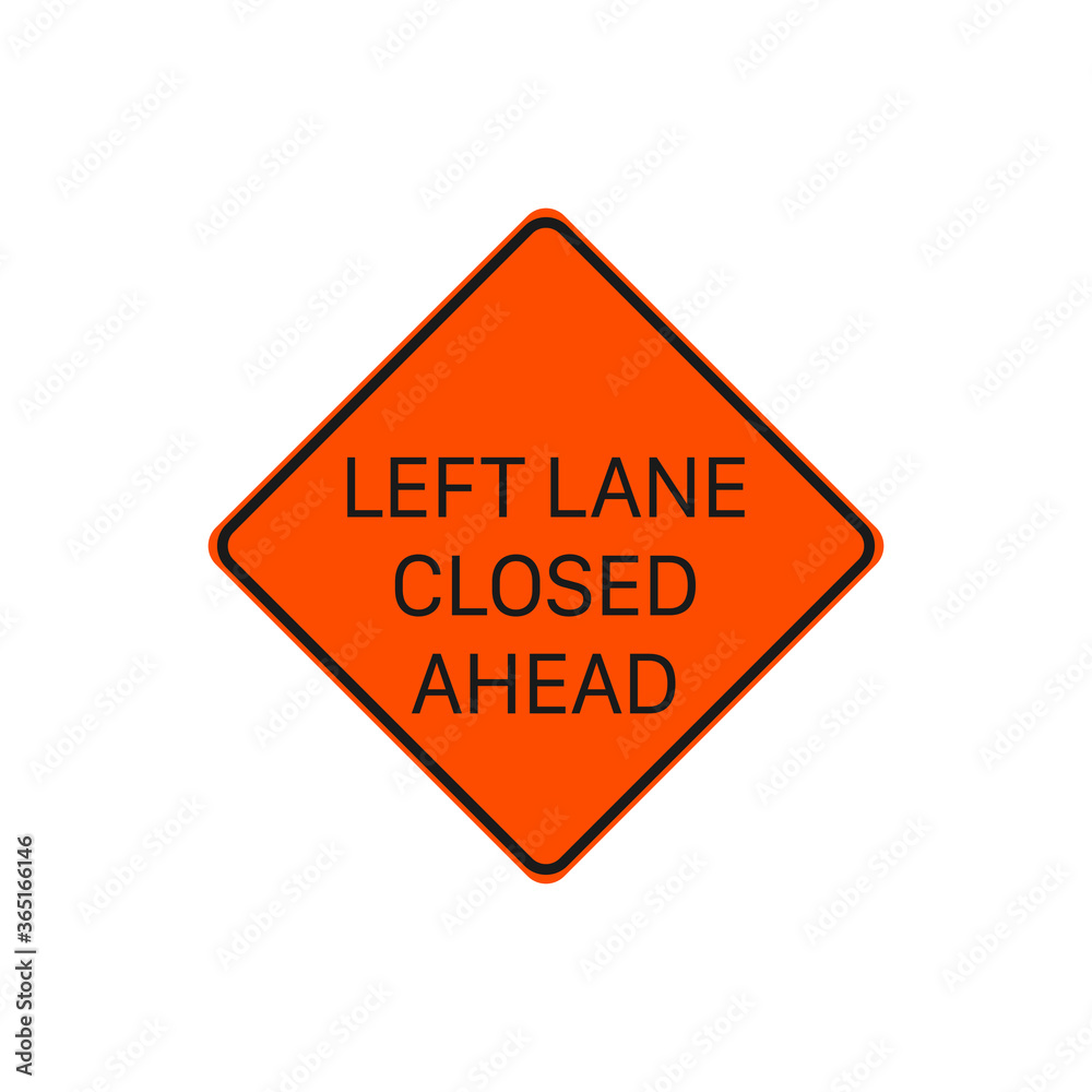 Left Lane Ahead Sign Vector. Road Sign Symbol Modern, Simple, Vector, Icon For Website Design, Mobile App, Ui. Vector Illustration Left Lane Ahead Sign Vector. Road Sign Symbol Modern, Simple, Vector, Icon For Website Design, Mobile App, Ui. Vector Illustration