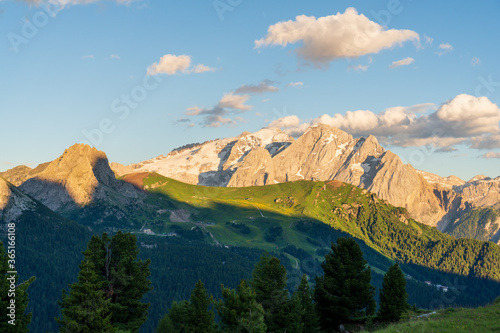 Wonderful landscape of Dolomite Alps during sunset. Location  Val Di Funes  Dolomites  Italy. Amazing nature background. Artistic picture. Beauty world. Panorama