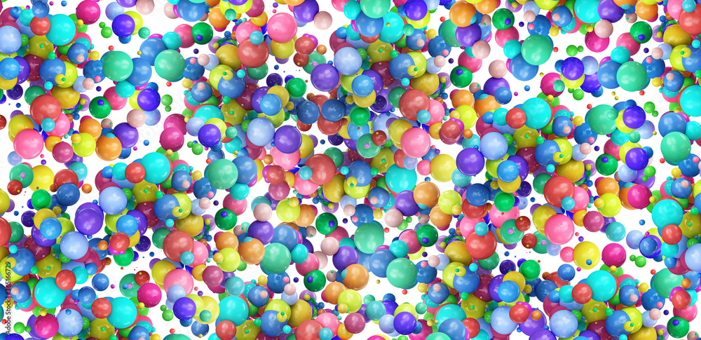 Heap of multicolor balls abstract background
