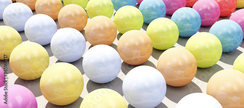 Row of multicolor balls abstract background