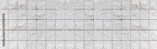 Panorama of Cement white stone block walls pattern and seamless background