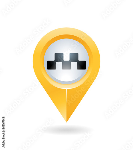 Taxi pointer - GPS location pin of taxi car  for online service, application and map - isolated vector logo