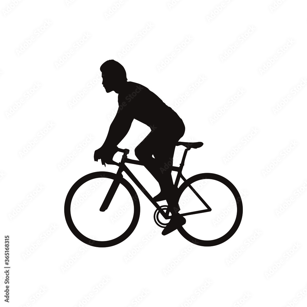 Naklejka premium silhouette of man riding a bike character illustration vector