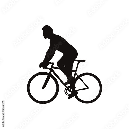 silhouette of man riding a bike character illustration vector