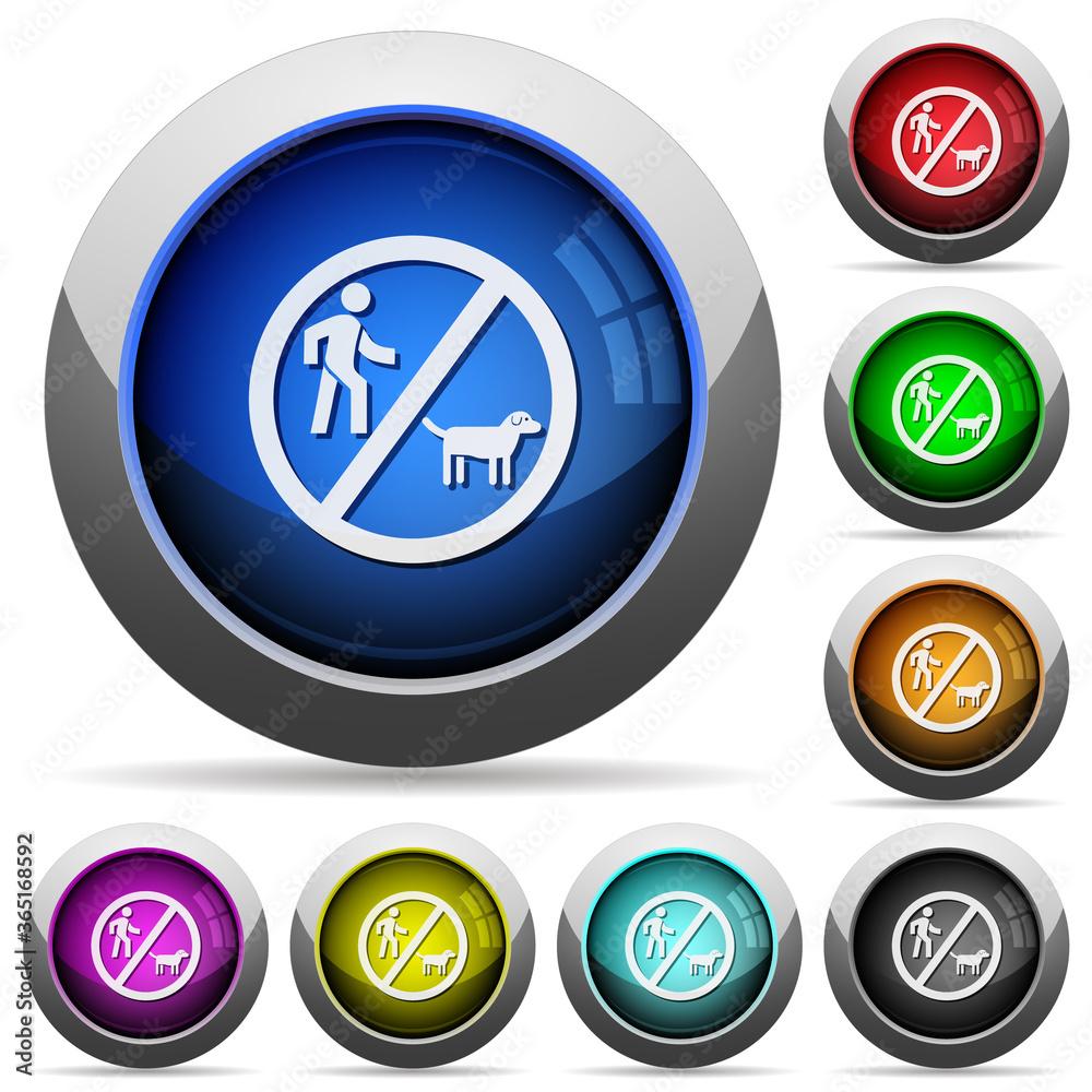 No dog walking round glossy buttons No dog walking round glossy buttons