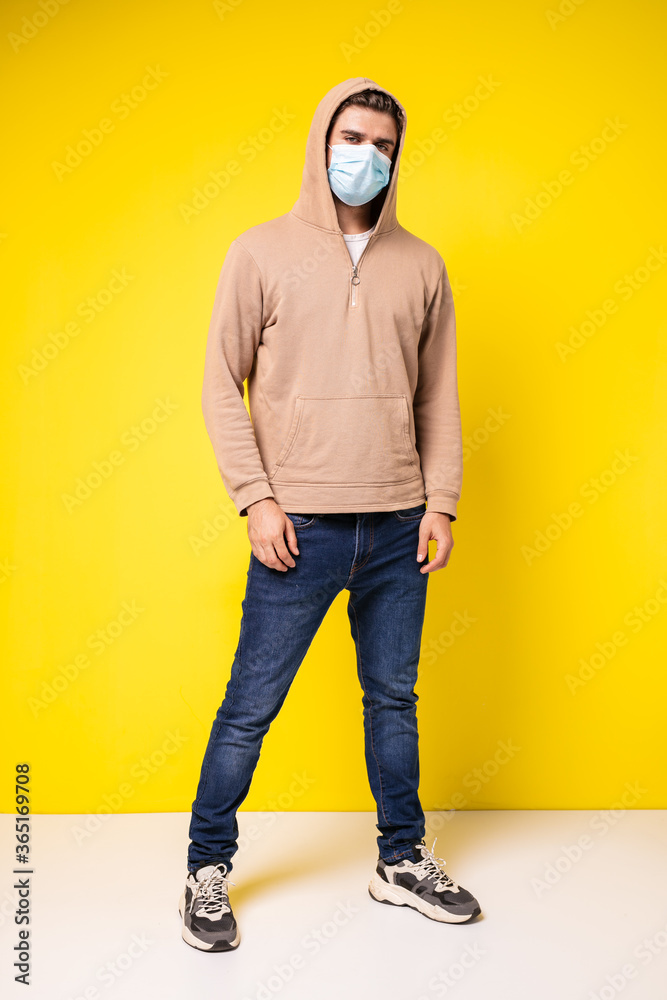 young cool guy with medical mask young cool guy with medical mask
