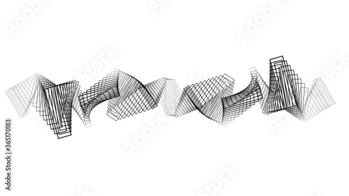 Rectangles in tunnel form. round logo . vector blend tool pipe . tube design element
