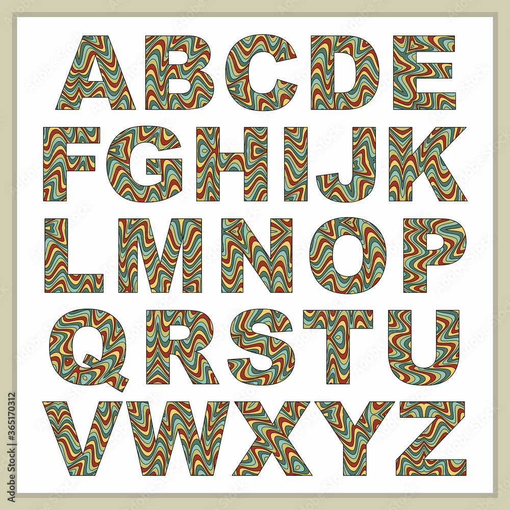 Naklejka premium Vector abstract alphabet with distortion effect.