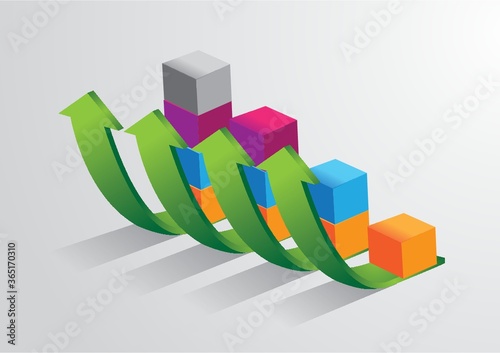 green raising arrows and cubes