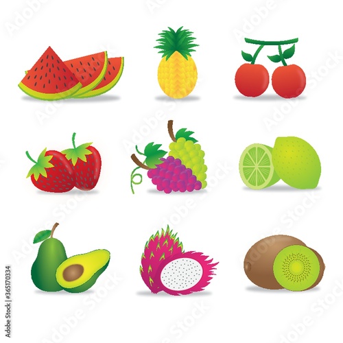set of fruit icons