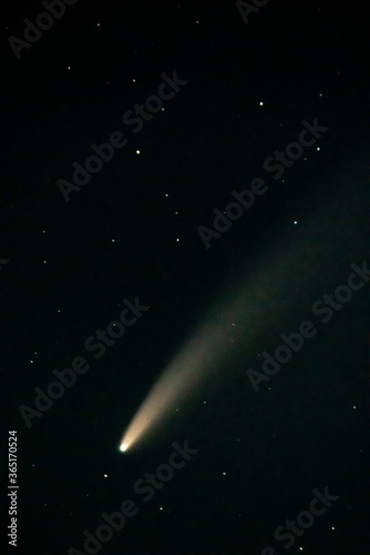 Astrophotography Comet NEOWISE on night sky