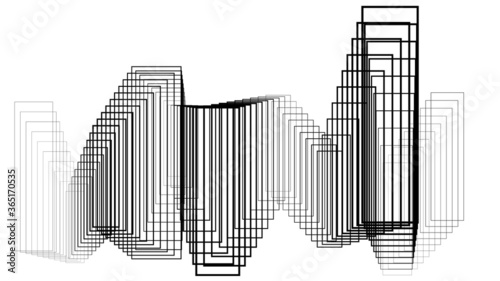 Rectangles in tunnel form. round logo . vector blend tool pipe . tube design element