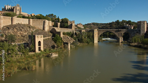 View of San Martin's Bridge over the river Tagus in Toledo,Castile–La Mancha,Spain,Europe  © kstipek