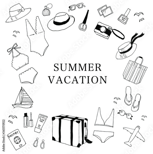 夏のリゾート女子旅イラスト素材