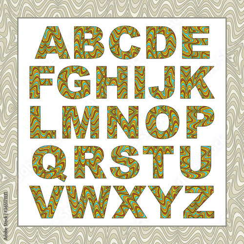 Vector abstract alphabet with distortion effect.