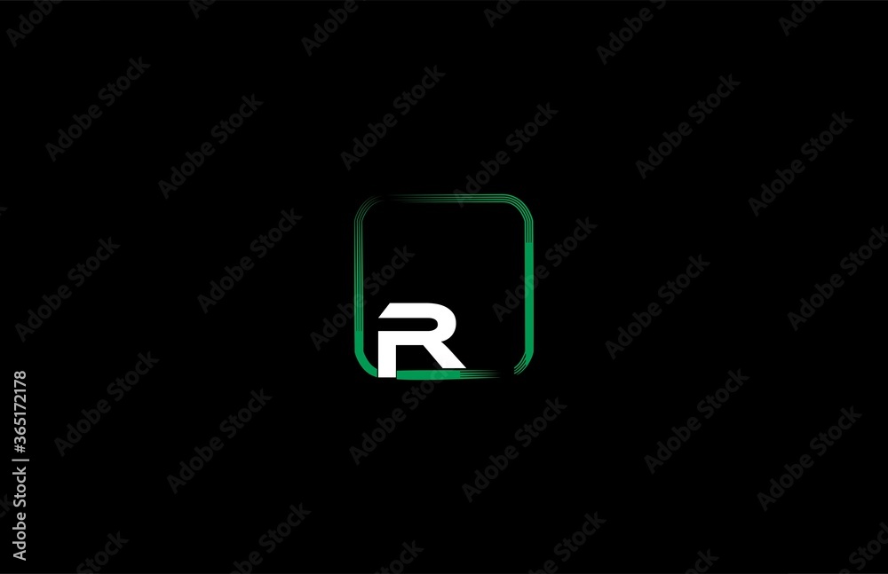 Letter R inside abstract square shape futuristic logo design Letter R inside abstract square shape futuristic logo design