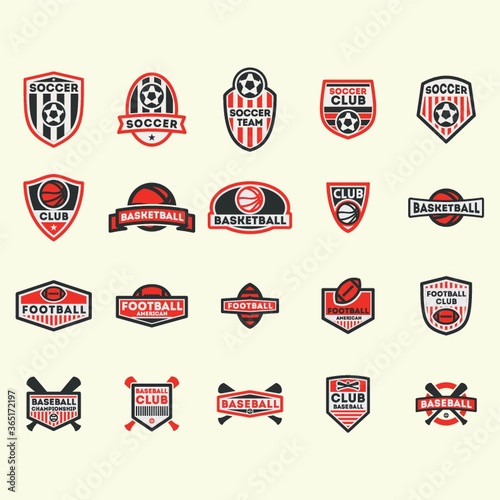 collection of various sports labels