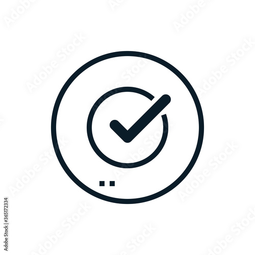 Check mark, approved in circel outline icons. Vector illustration. Editable stroke. Isolated icon suitable for web, infographics, interface and apps.