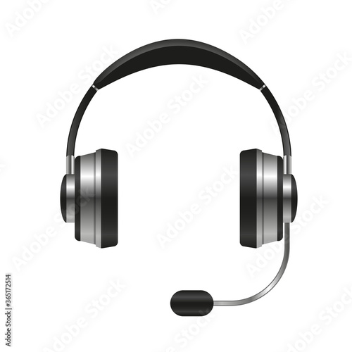 Headphones with microphone isolated on white background.