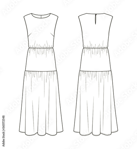 Fashion technical drawing summer dress