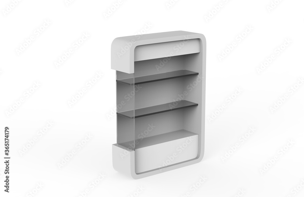 Display stand, retail display stand for product , display stands isolated on white background. 3d illustration Display stand, retail display stand for product , display stands isolated on white background. 3d illustration