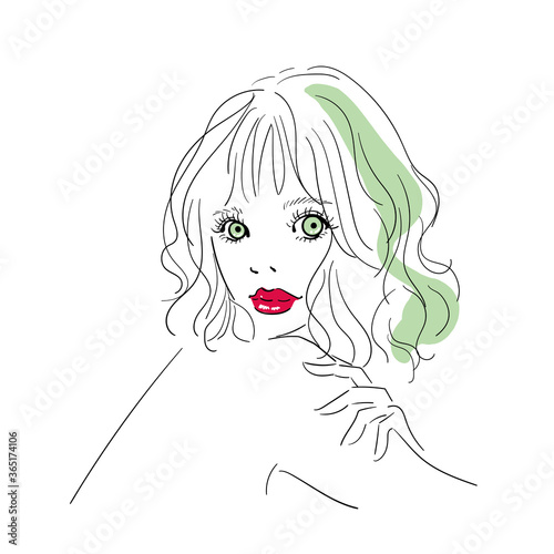 カラーコンタクトレンズ　カラコン　装着イメージイラスト