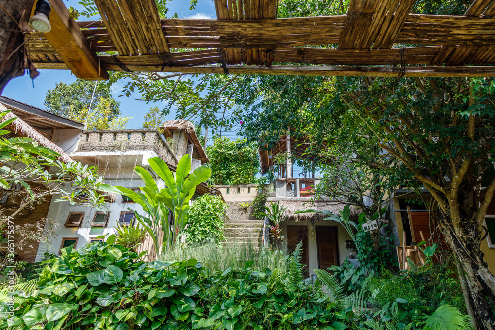 Jungle cafe in Ubud, Gianyar, Bali, Indonesia. Tropical vibe. Jungle cafe in Ubud, Gianyar, Bali, Indonesia. Tropical vibe.