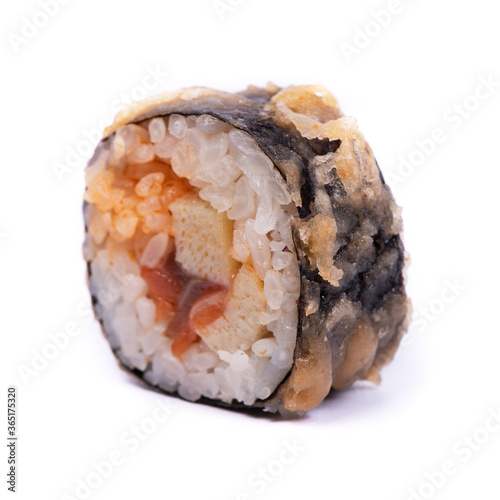 Sushi roll with nori and seafood