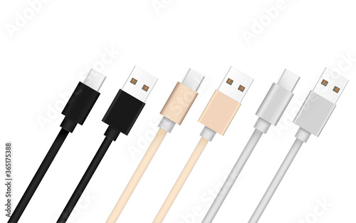 Smart Phone Charger Cable Mockup Isolate on white screen with copy Space for insert text. photo