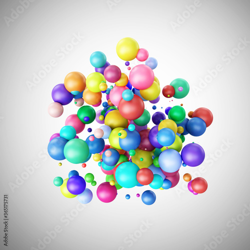 Group of multicolor balls on gray background