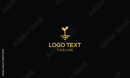 minimal leaves and root sprout logo vector illustration