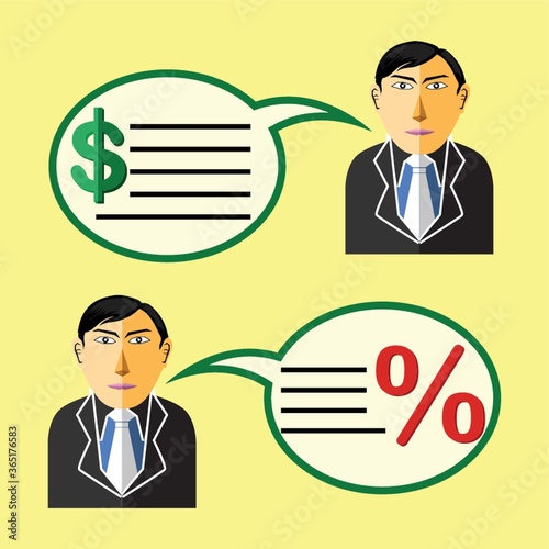 business man with money and percentage thoughts