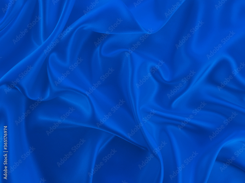 Fototapeta premium Beautiful elegant wavy classic blue satin silk luxury cloth fabric texture, abstract background design.