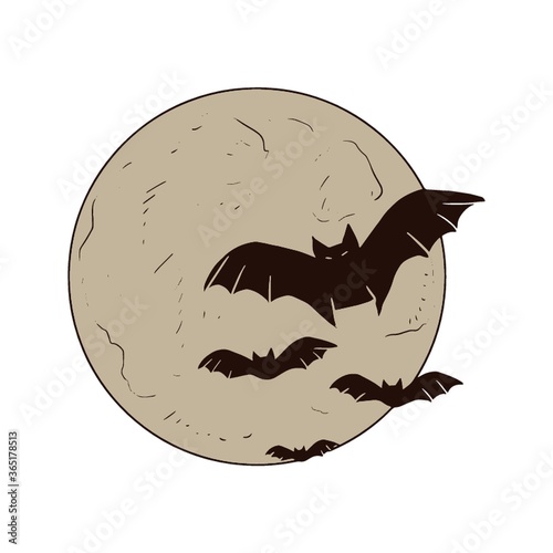 bats with moon background