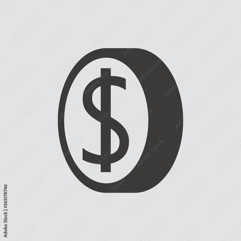 Money Coin icon isolated of flat style. Vector illustration. Money Coin icon isolated of flat style. Vector illustration.