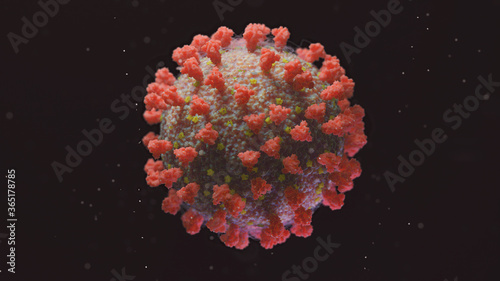  Coronavirus on a dark background. SARS-CoV-2. 3D Render - illustration.