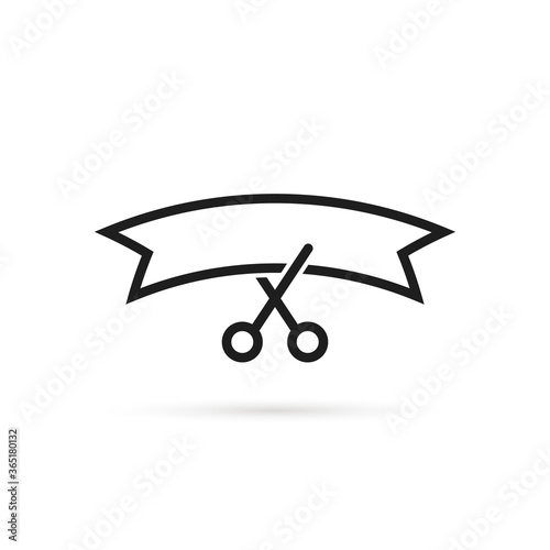 thin line scissors like grand opening icon