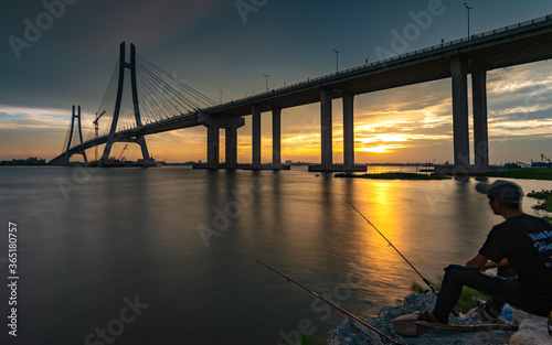 Vam Cong bridge on Hau River, Dong Thap, Viet Nam
 photo
