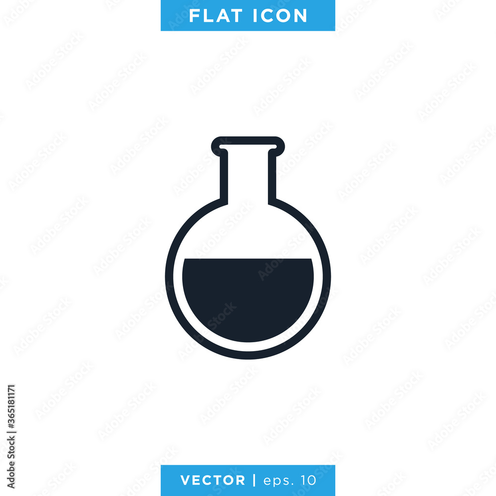 Flask Erlenmeyer Icon Vector Design Template. Lab Equipment Sign