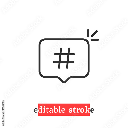 minimal editable stroke hashtag icon