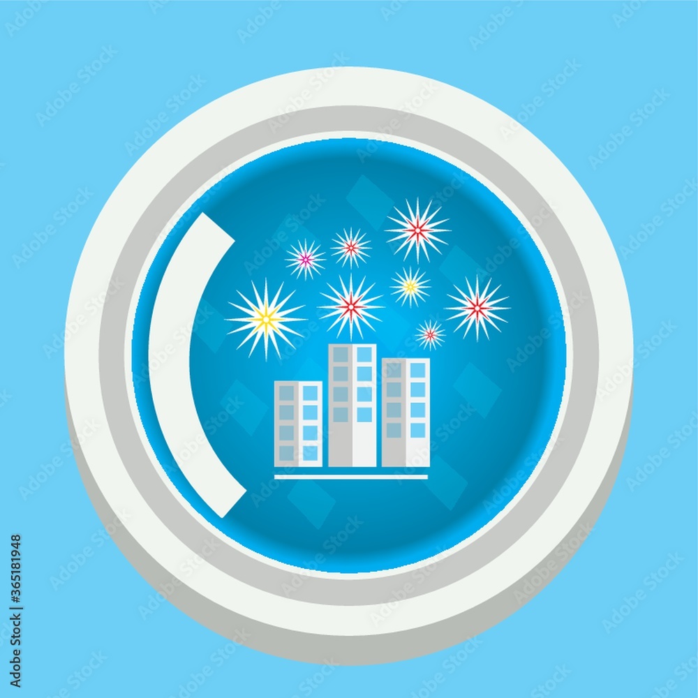 Fototapeta premium city with abstract fireworks button
